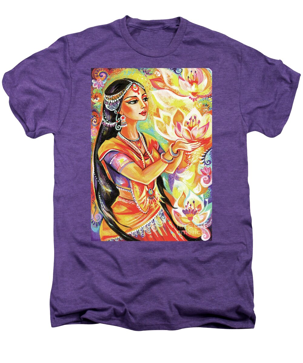 Indian Goddess Men's Premium T-Shirt featuring the painting Pray of the Lotus River by Eva Campbell
