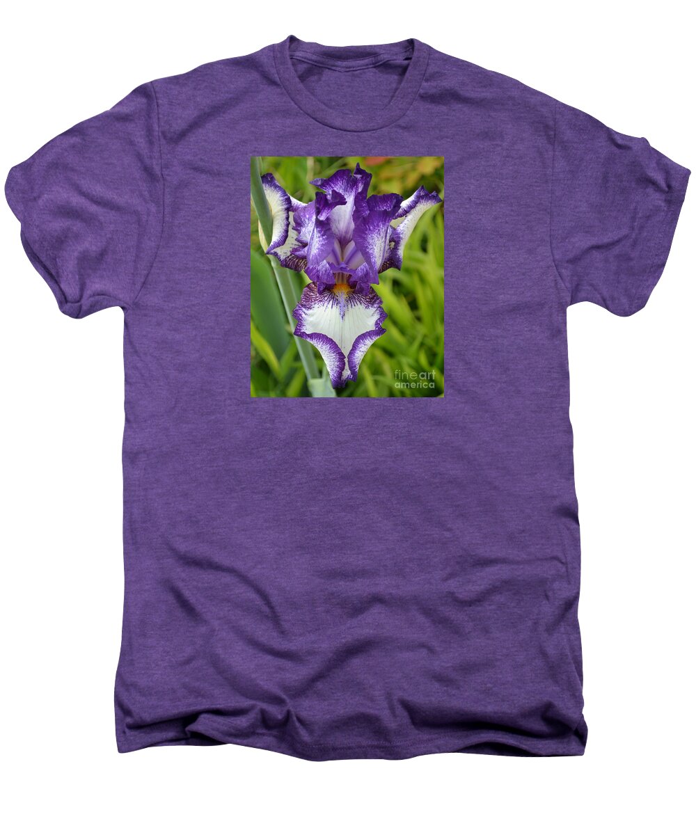 Purple Iris Men's Premium T-Shirt featuring the photograph Purple Iris art by Rebecca Margraf