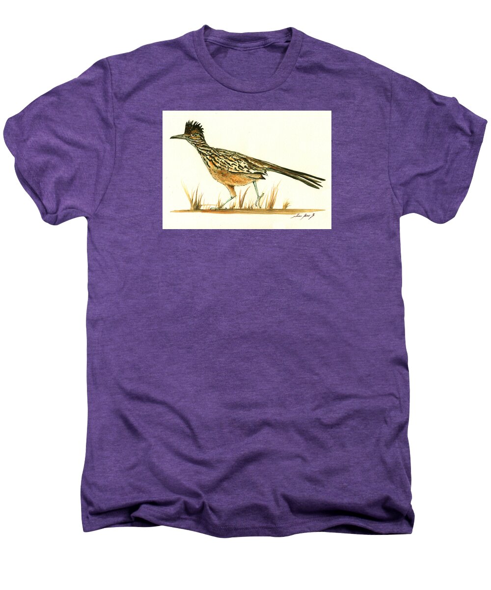 Roadrunner Men's Premium T-Shirt featuring the painting Roadrunner bird by Juan Bosco
