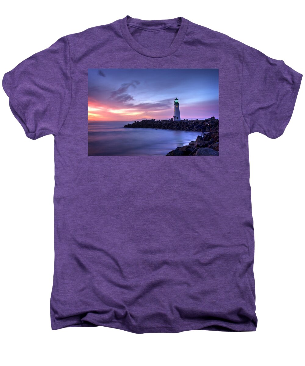 Santa Cruz Men's Premium T-Shirt featuring the photograph Santa Cruz Harbor Mouth Sunrise by Morgan Wright