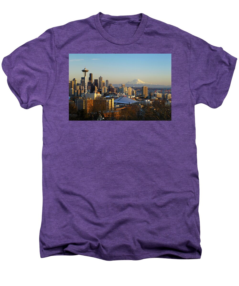 Afternoon Men's Premium T-Shirt featuring the photograph Seattle Cityscape by Greg Vaughn - Printscapes