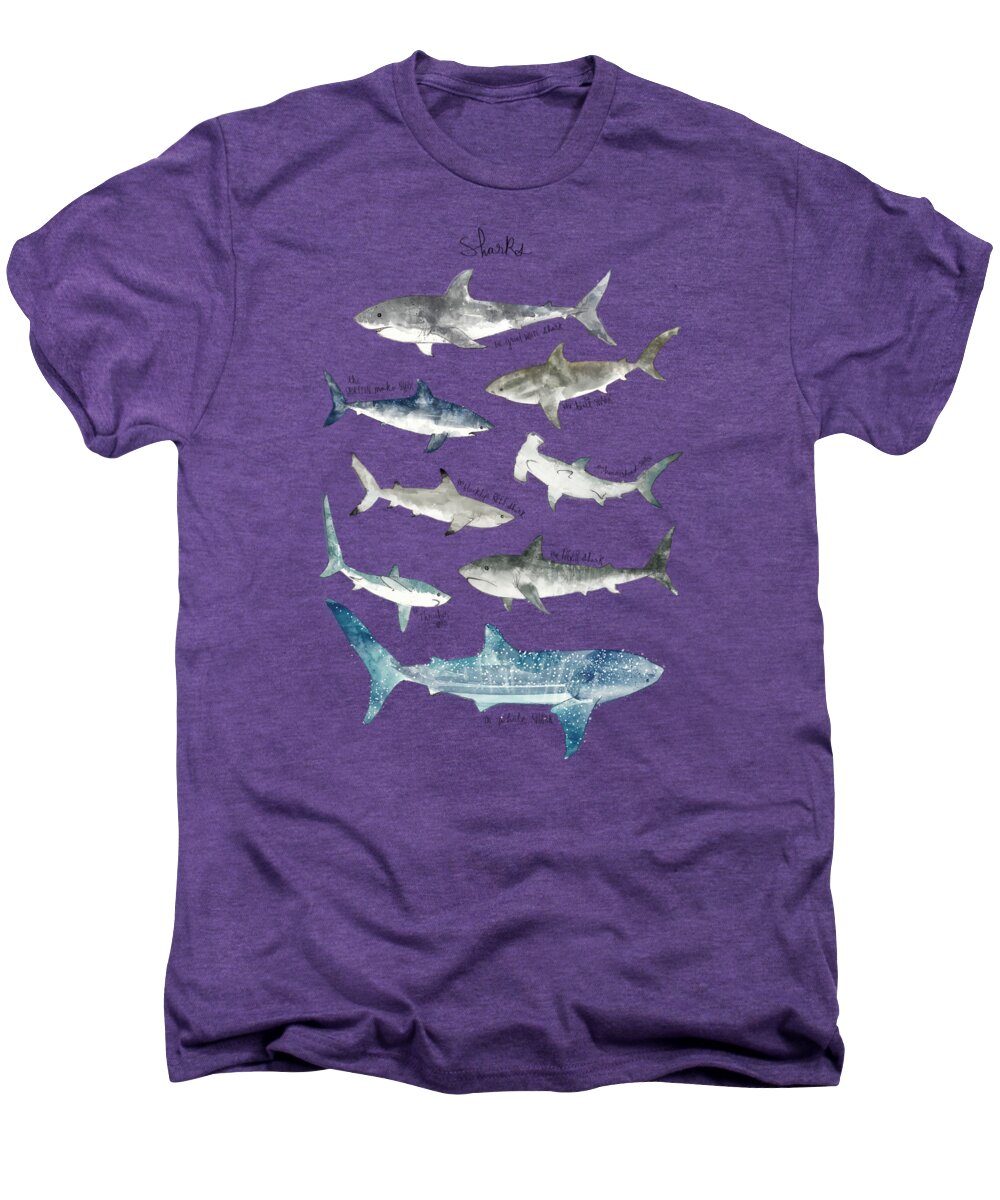 #faatoppicks Men's Premium T-Shirt featuring the painting Sharks by Amy Hamilton