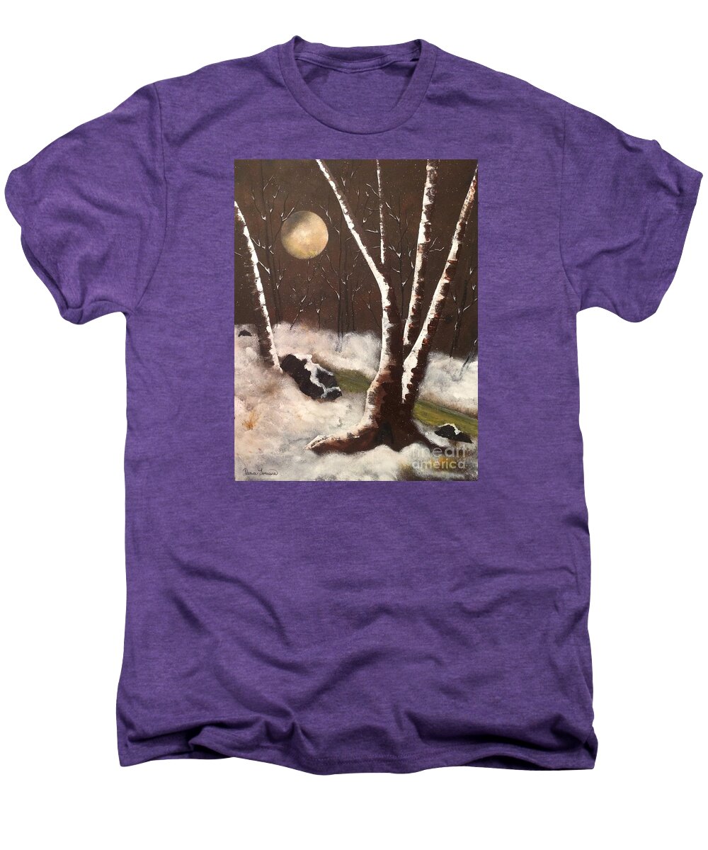 Birch Tree Men's Premium T-Shirt featuring the painting Silent Night by Denise Tomasura