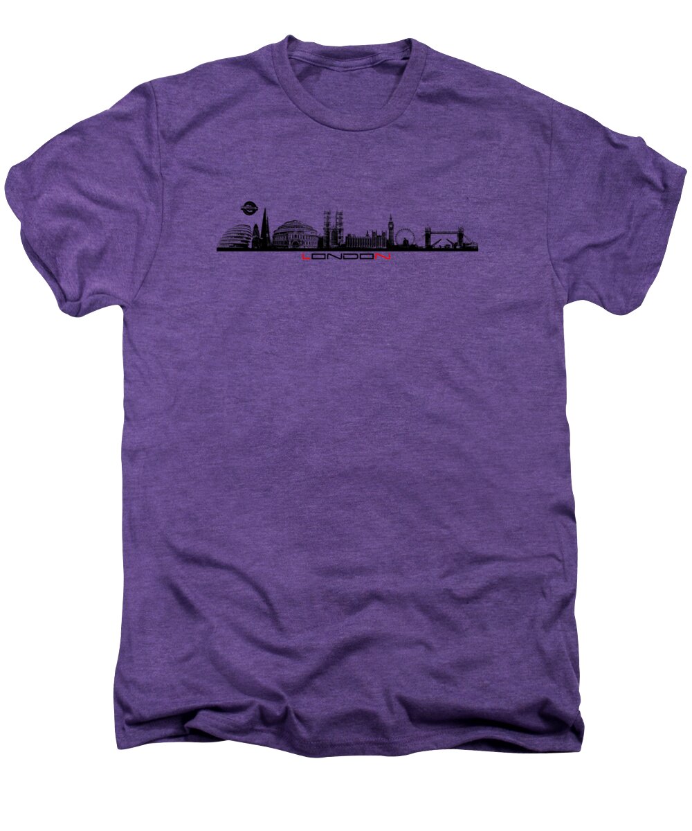 Skyline London Men's Premium T-Shirt featuring the digital art skyline city London black by Justyna Jaszke JBJart