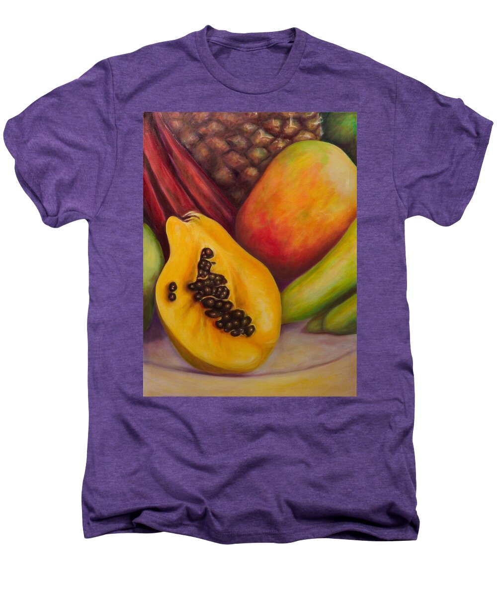 Tropical Fruit Still Life: Mangoes Men's Premium T-Shirt featuring the painting Solo by Shannon Grissom