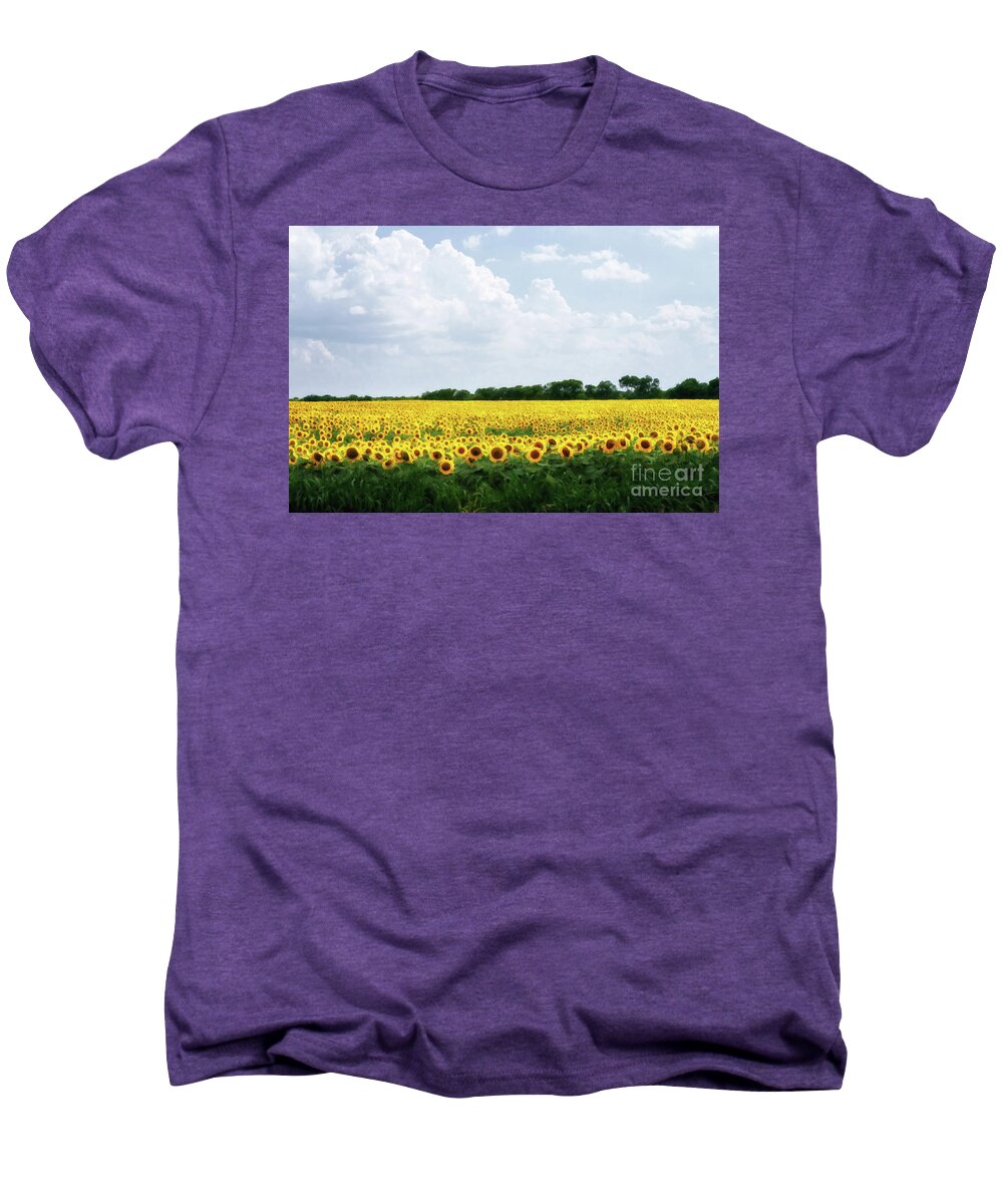 Sunflower Men's Premium T-Shirt featuring the painting Sunflower Field by Tamyra Ayles