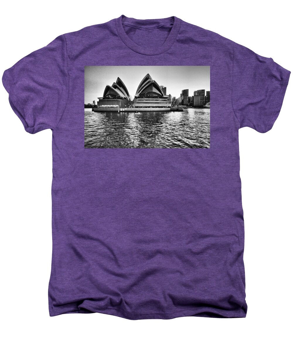 Sydney Opera House Men's Premium T-Shirt featuring the photograph Sydney Opera House-Black and White by Douglas Barnard