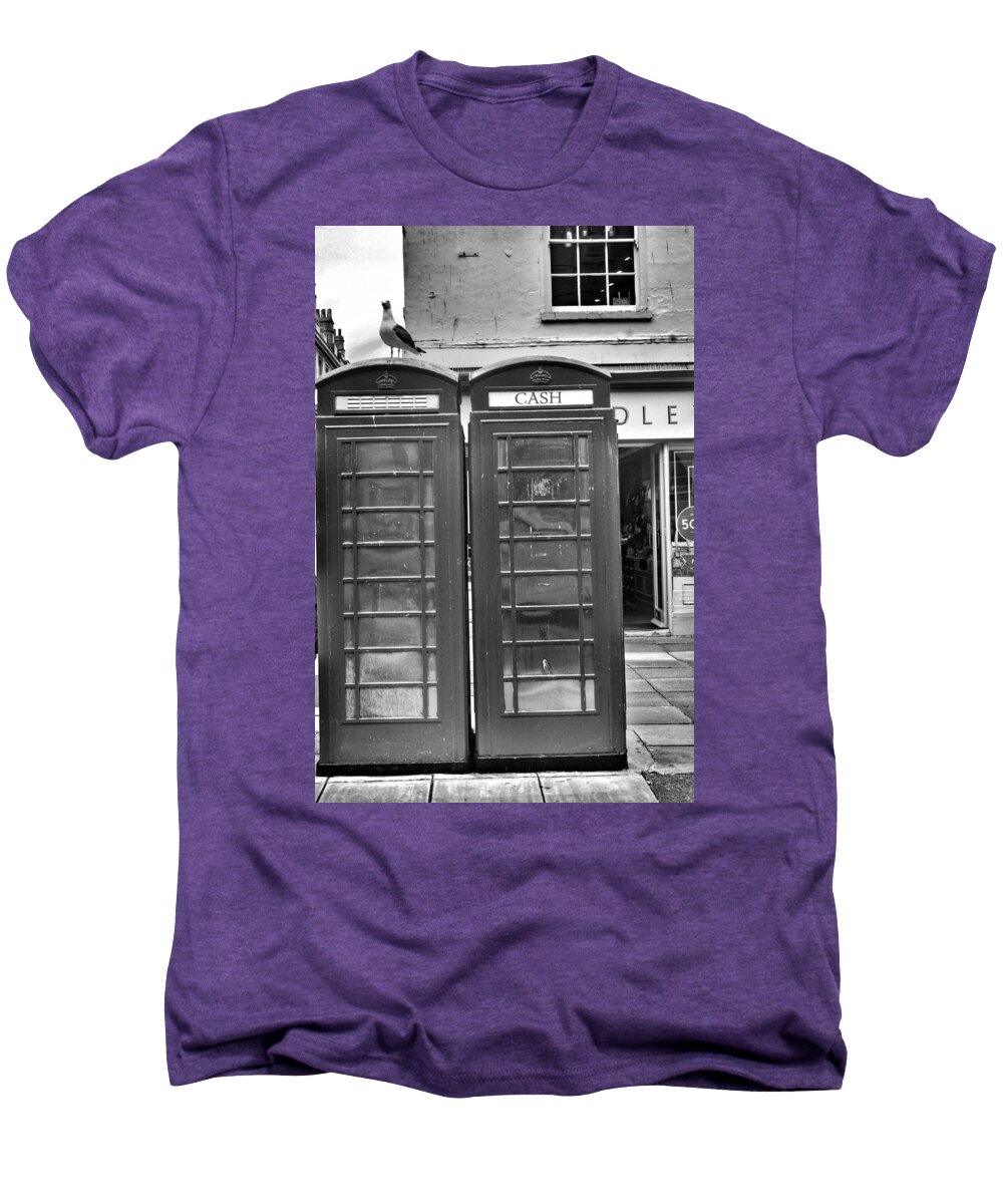 London Men's Premium T-Shirt featuring the photograph Telephone booth in London by Joshua Miranda