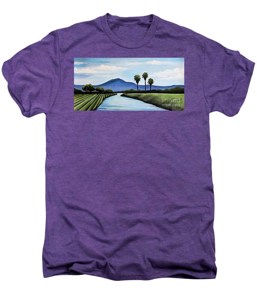  Landscape Men's Premium T-Shirt featuring the painting The Delta by Elizabeth Robinette Tyndall