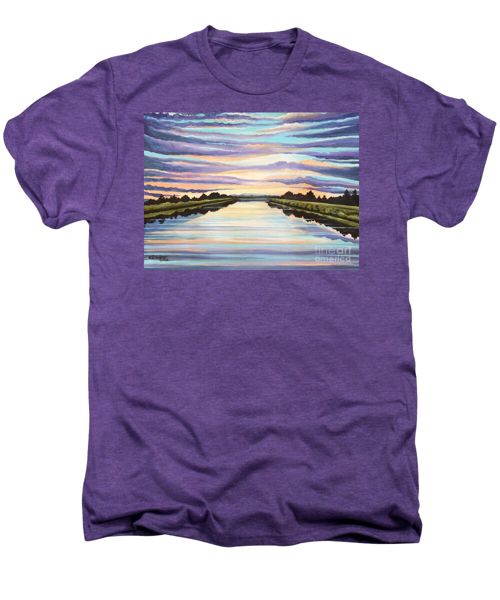 Sunset Men's Premium T-Shirt featuring the painting The Delta Experience by Elizabeth Robinette Tyndall