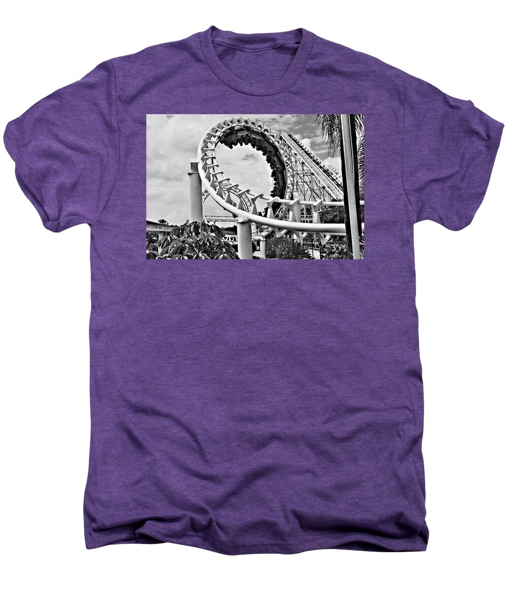 Roller Coaster Men's Premium T-Shirt featuring the photograph The Loop Black and White by Douglas Barnard