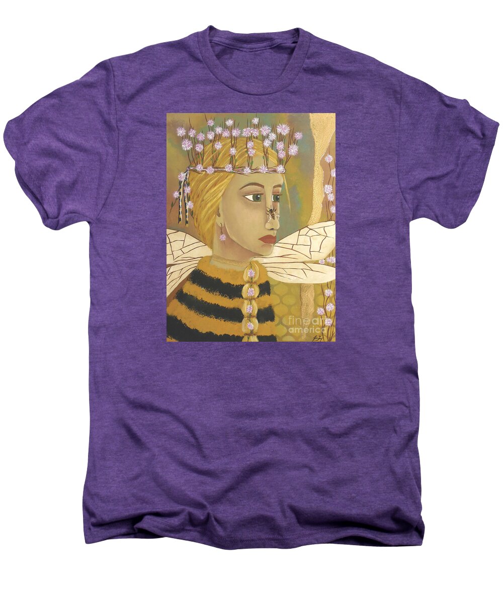 Queen Bee Men's Premium T-Shirt featuring the painting The Queen Bee's Honeycomb by Jean Fry