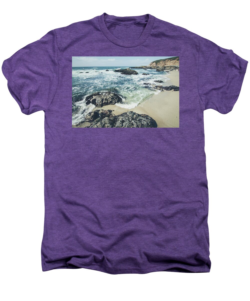 Landscape Men's Premium T-Shirt featuring the photograph The Sunny Shoreline by Margaret Pitcher