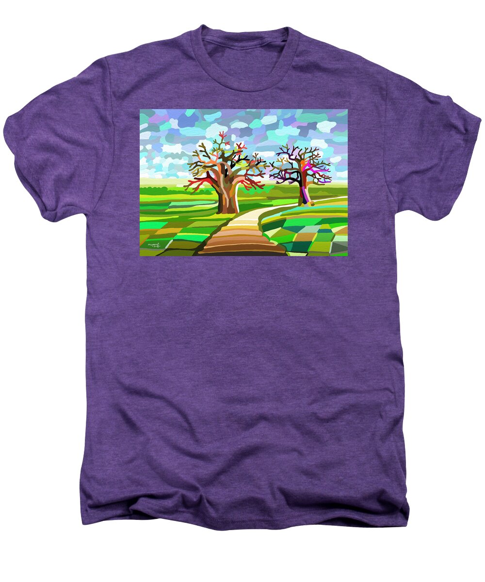 Landscape Men's Premium T-Shirt featuring the painting Two Friends by Anthony Mwangi
