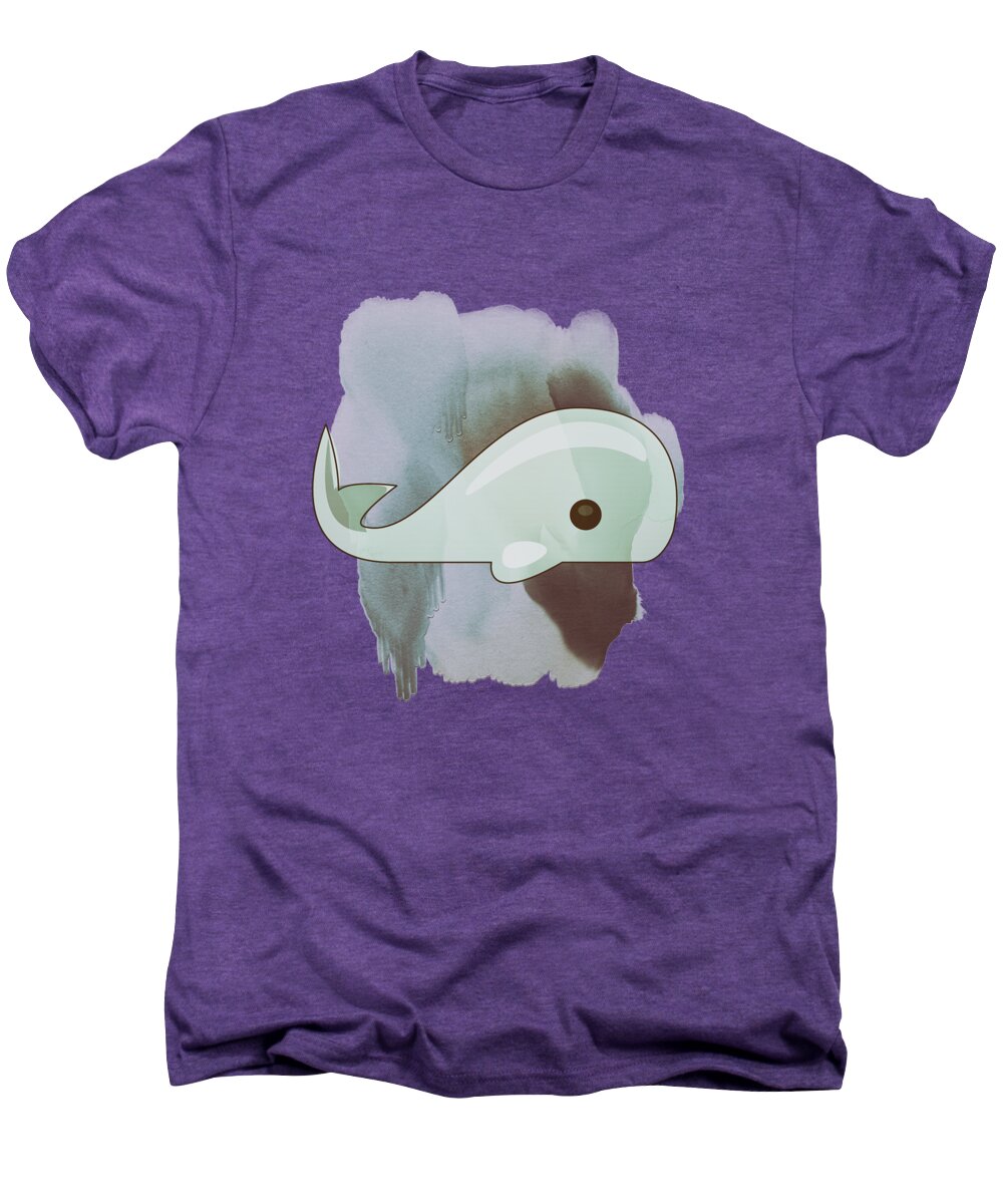 Whale Men's Premium T-Shirt featuring the painting Whale Art - Bright Ocean Life Pastel Color Artwork by Wall Art Prints