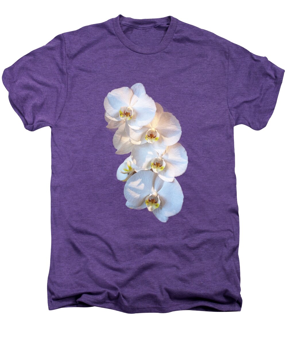 Floral Men's Premium T-Shirt featuring the photograph White Orchid Cutout by Linda Phelps