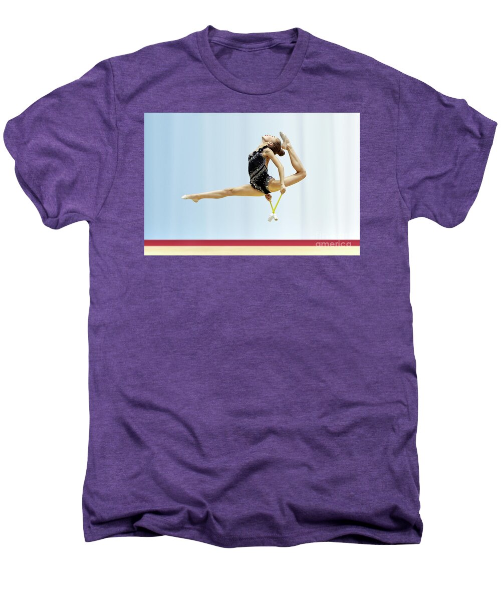 Acrobat Men's Premium T-Shirt featuring the photograph Rhythmic gymnastics competition #1 by Anna Om