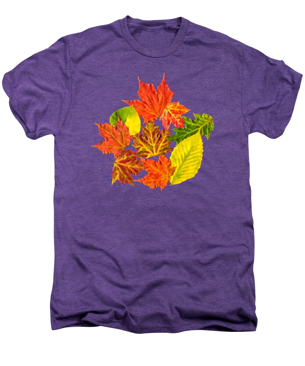 Fall Leaves Men's Premium T-Shirt featuring the mixed media Fall Leaves Pattern by Christina Rollo