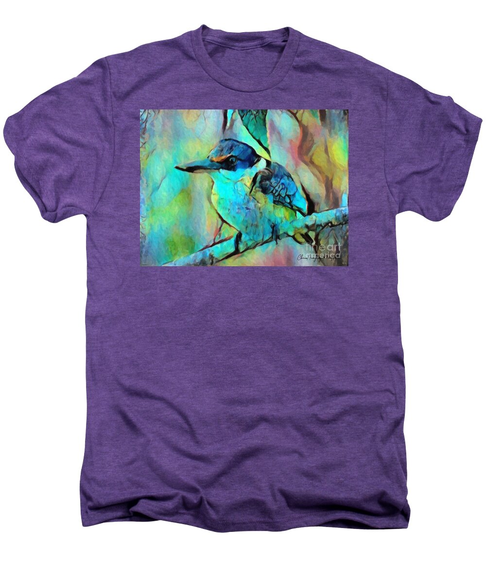 Kookaburra Men's Premium T-Shirt featuring the painting Kookaburra Blues by Chris Armytage