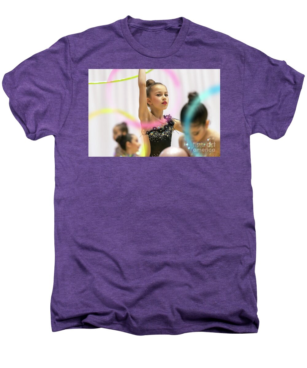 Acrobat Men's Premium T-Shirt featuring the photograph Rhythmic gymnastics performance by Anna Om