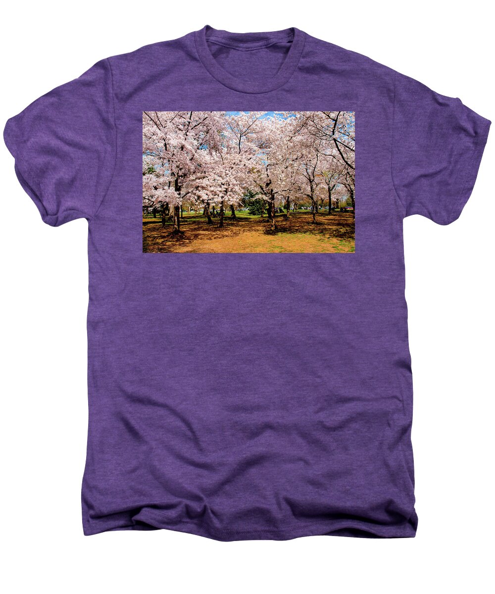 Cherry Blossoms Men's Premium T-Shirt featuring the photograph The Grove by Greg Fortier