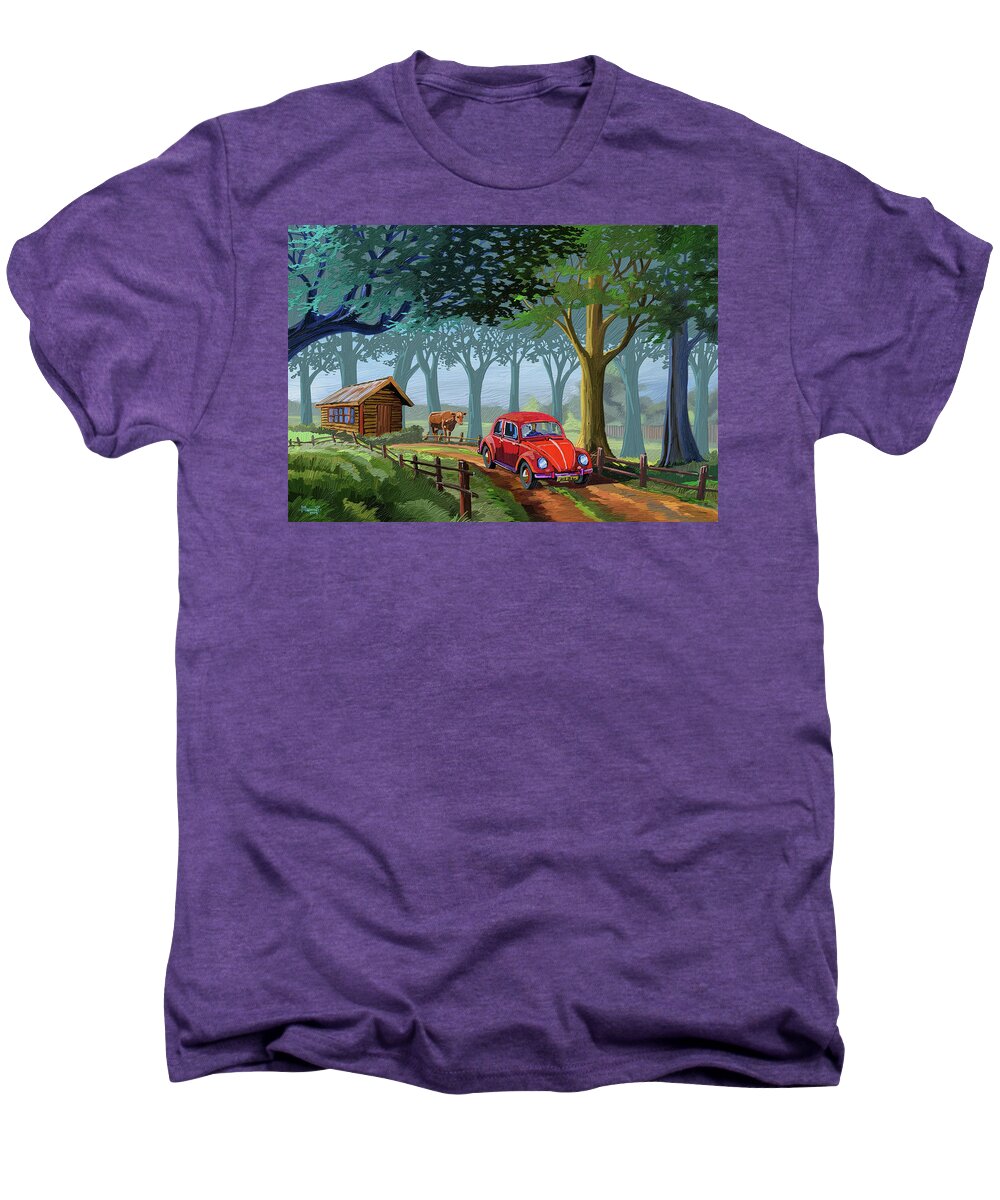Old Men's Premium T-Shirt featuring the painting The Little Red Beetle by Anthony Mwangi