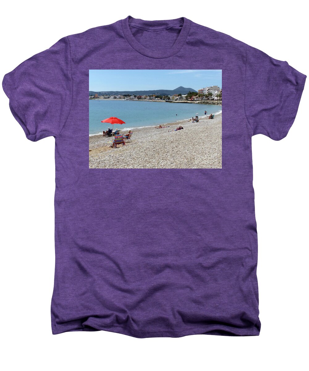 Xàbia Men's Premium T-Shirt featuring the photograph Beach scene at Javea - Alicante by Phil Banks
