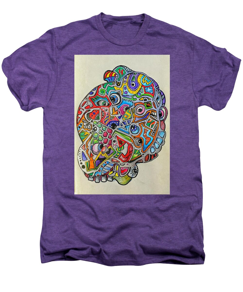 Line Men's Premium T-Shirt featuring the mixed media Benign Mass 5 by Jame Hayes