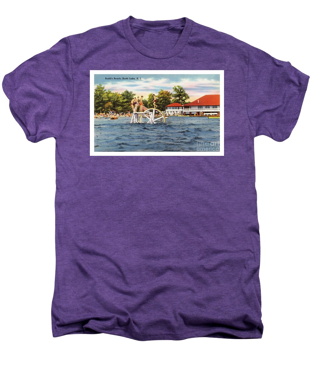Budd Men's Premium T-Shirt featuring the photograph Budds Beach at Budd Lake, NJ by Mark Miller
