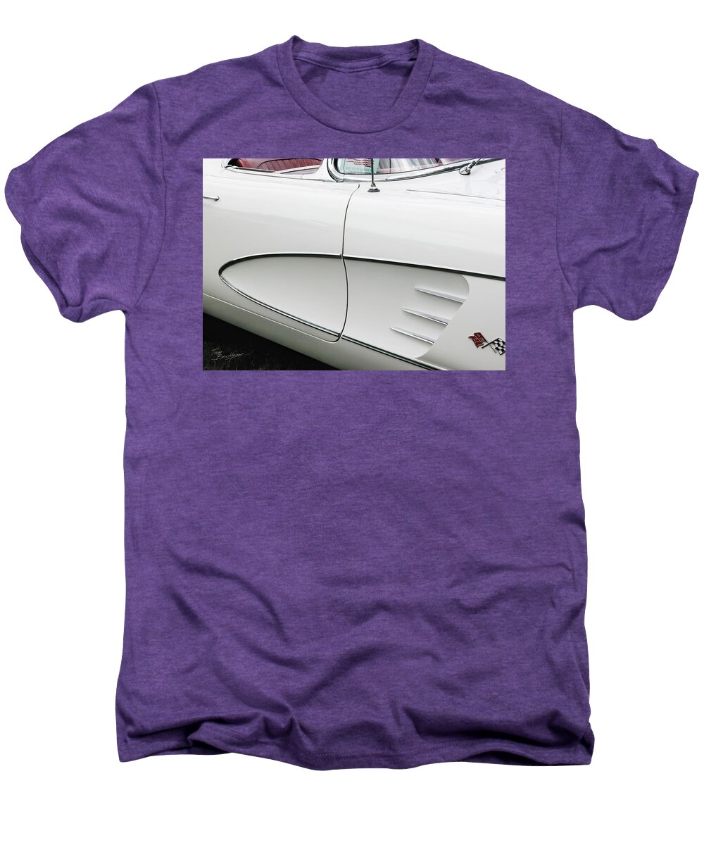 Cars Men's Premium T-Shirt featuring the photograph Classic White Corvette by Tom Brickhouse