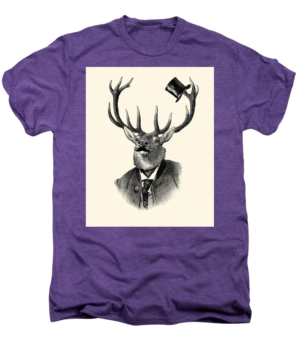 Deer Men's Premium T-Shirt featuring the digital art Dandy deer portrait by Madame Memento