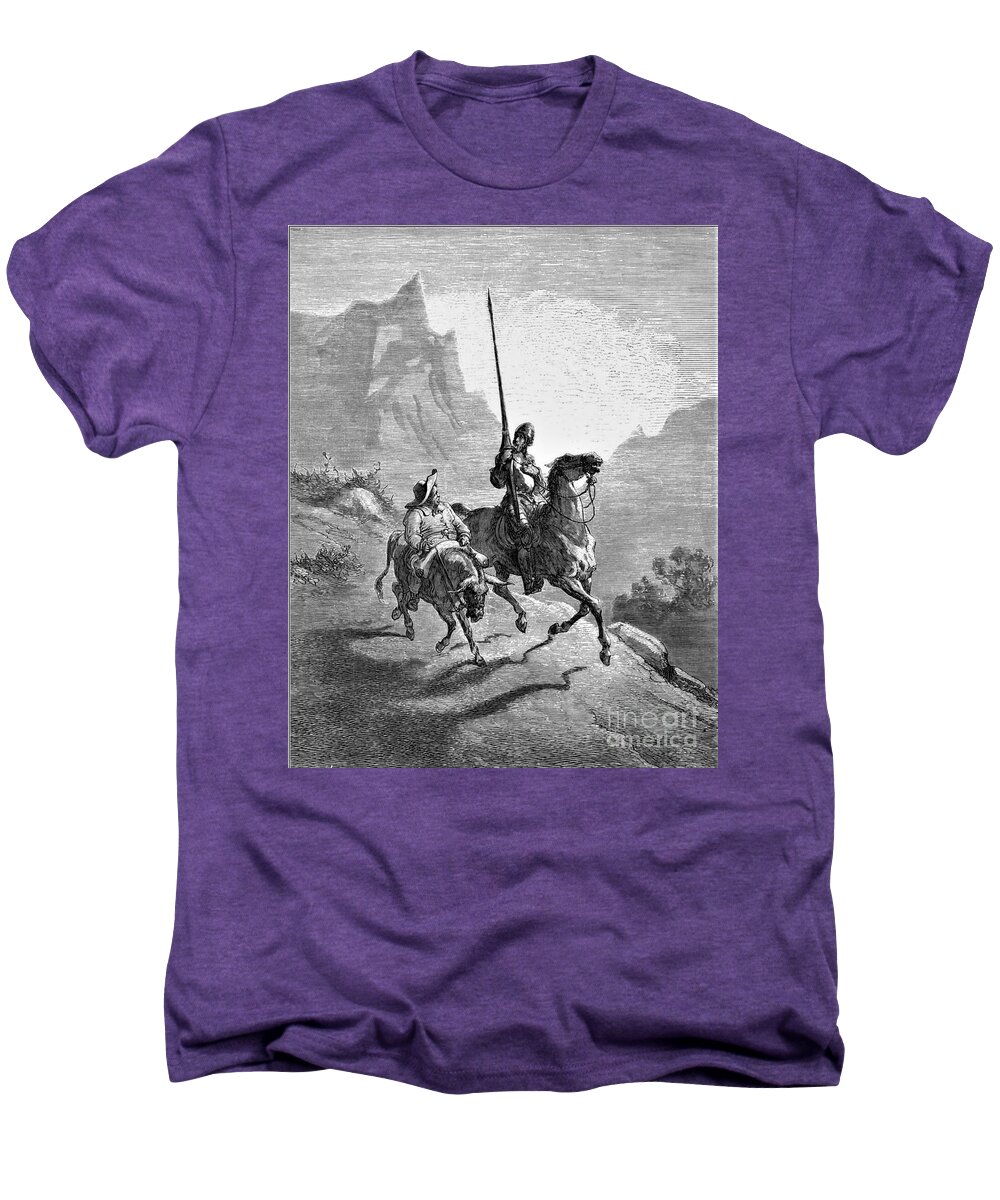 Pd: Reproduction Men's Premium T-Shirt featuring the drawing Don Quixote and Sancho by Thea Recuerdo