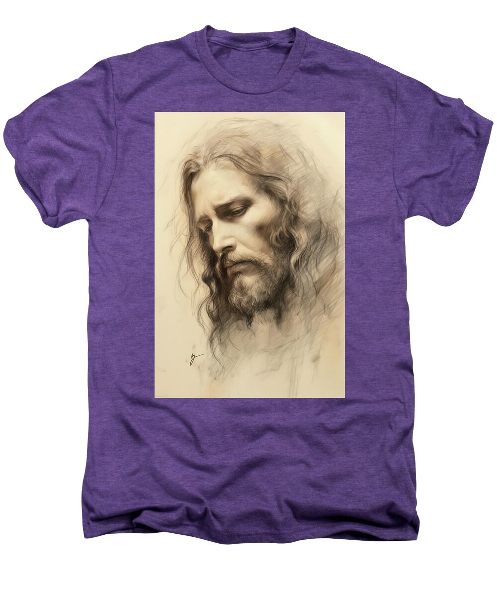 He Bears My Burdens Men's Premium T-Shirt featuring the painting He Bears My Burdens by Greg Collins