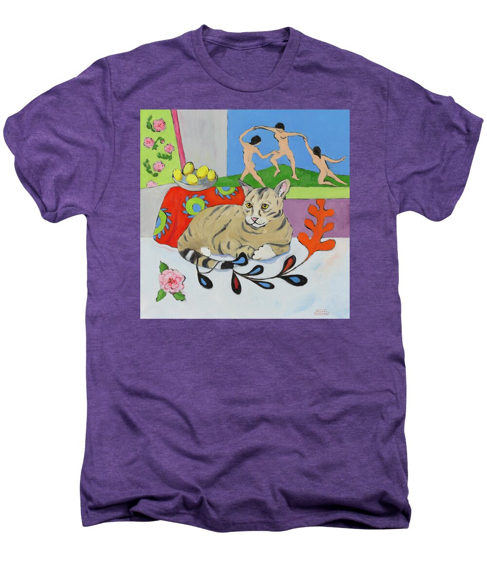 Cats Men's Premium T-Shirt featuring the painting Henri Matisse' s cat by Susan Thomas