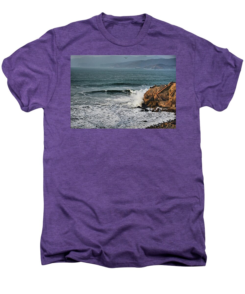 Pacific Ocean Men's Premium T-Shirt featuring the photograph High Waves at Sutro by Maggy Marsh