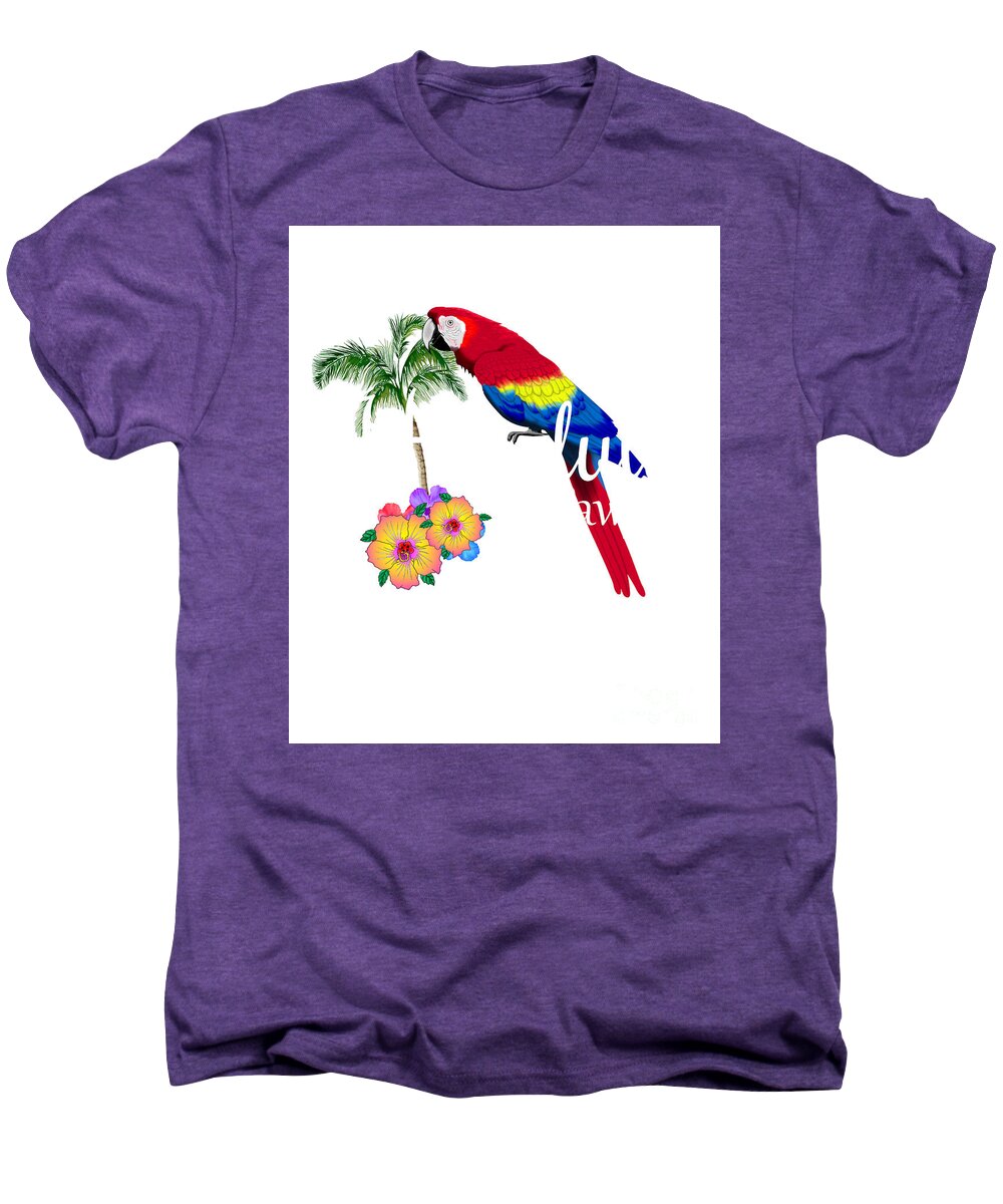 Honolulu Men's Premium T-Shirt featuring the digital art Honolulu Hawaii Tropical Parrot by MacDonald Creative Studios