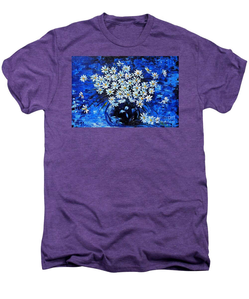 Flowers Men's Premium T-Shirt featuring the painting In blue by Amalia Suruceanu