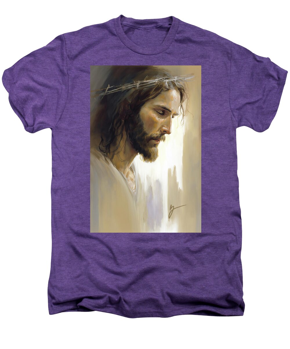 Jesus Of Nazareth Men's Premium T-Shirt featuring the painting Jesus of Nazareth by Greg Collins