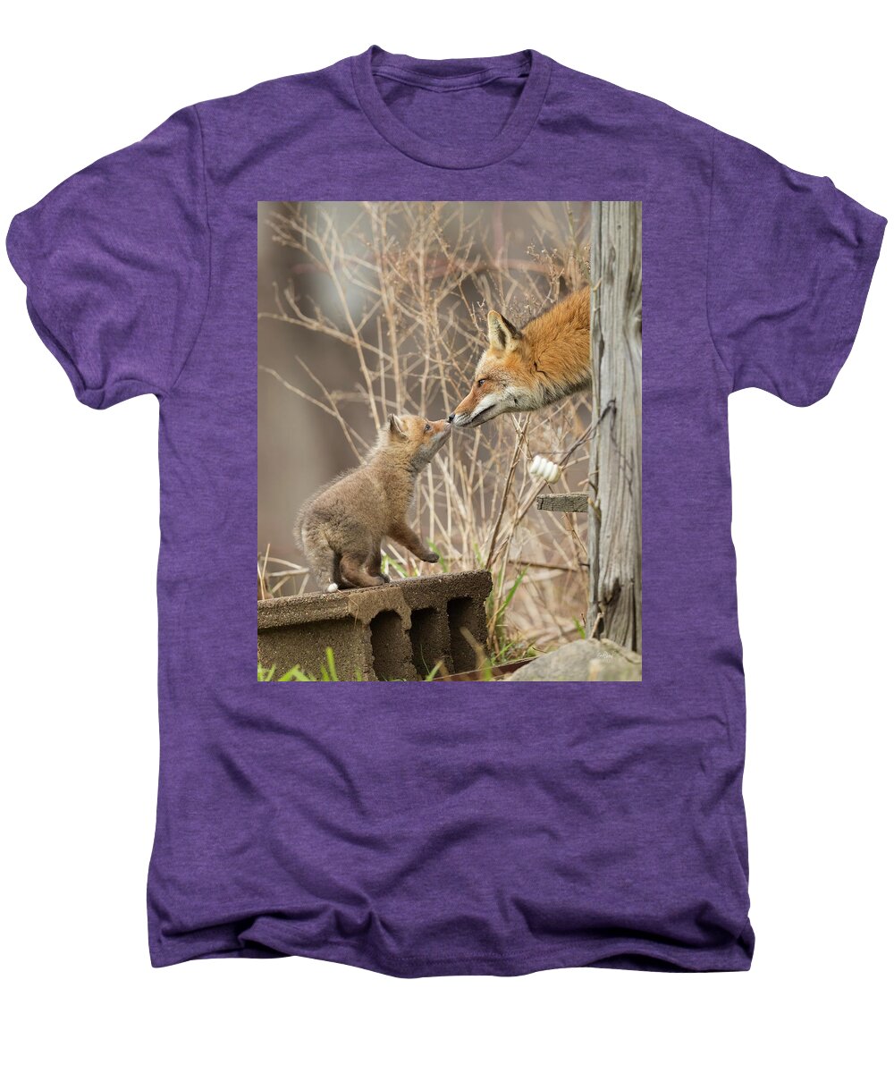 Red Fox Men's Premium T-Shirt featuring the photograph Nose To Nose by Everet Regal