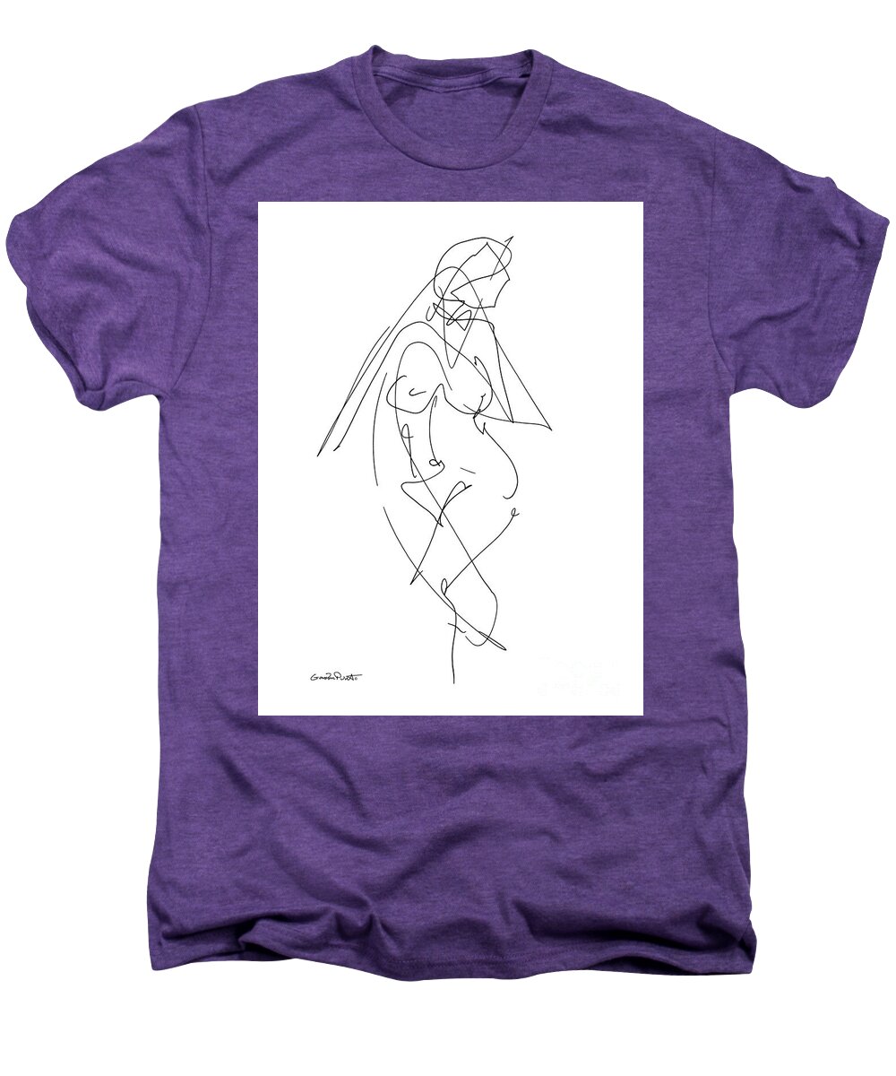 Female Men's Premium T-Shirt featuring the drawing Nude Female Drawings 6 by Gordon Punt