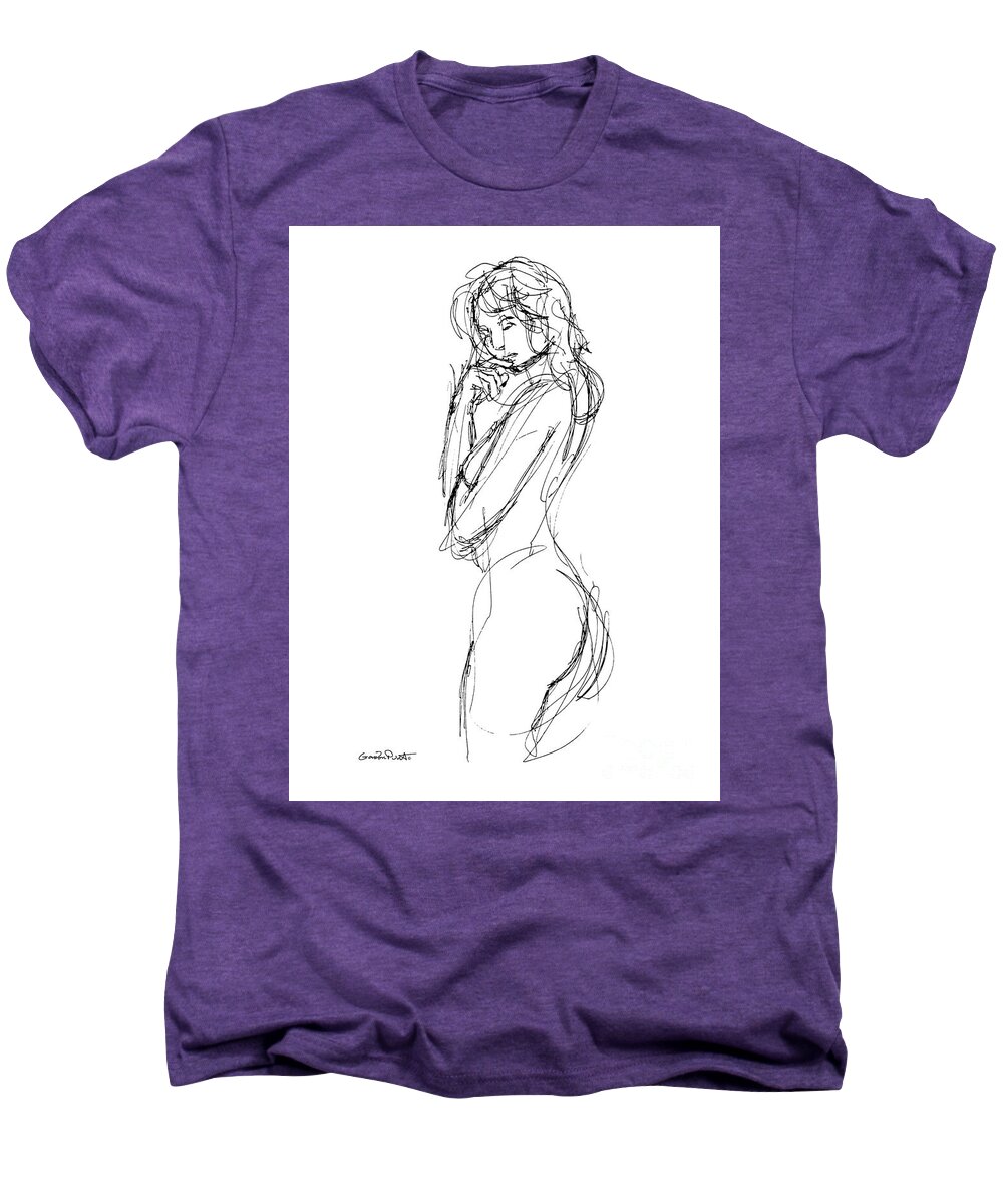 Sketches Men's Premium T-Shirt featuring the drawing Nude Female Sketches 1 by Gordon Punt
