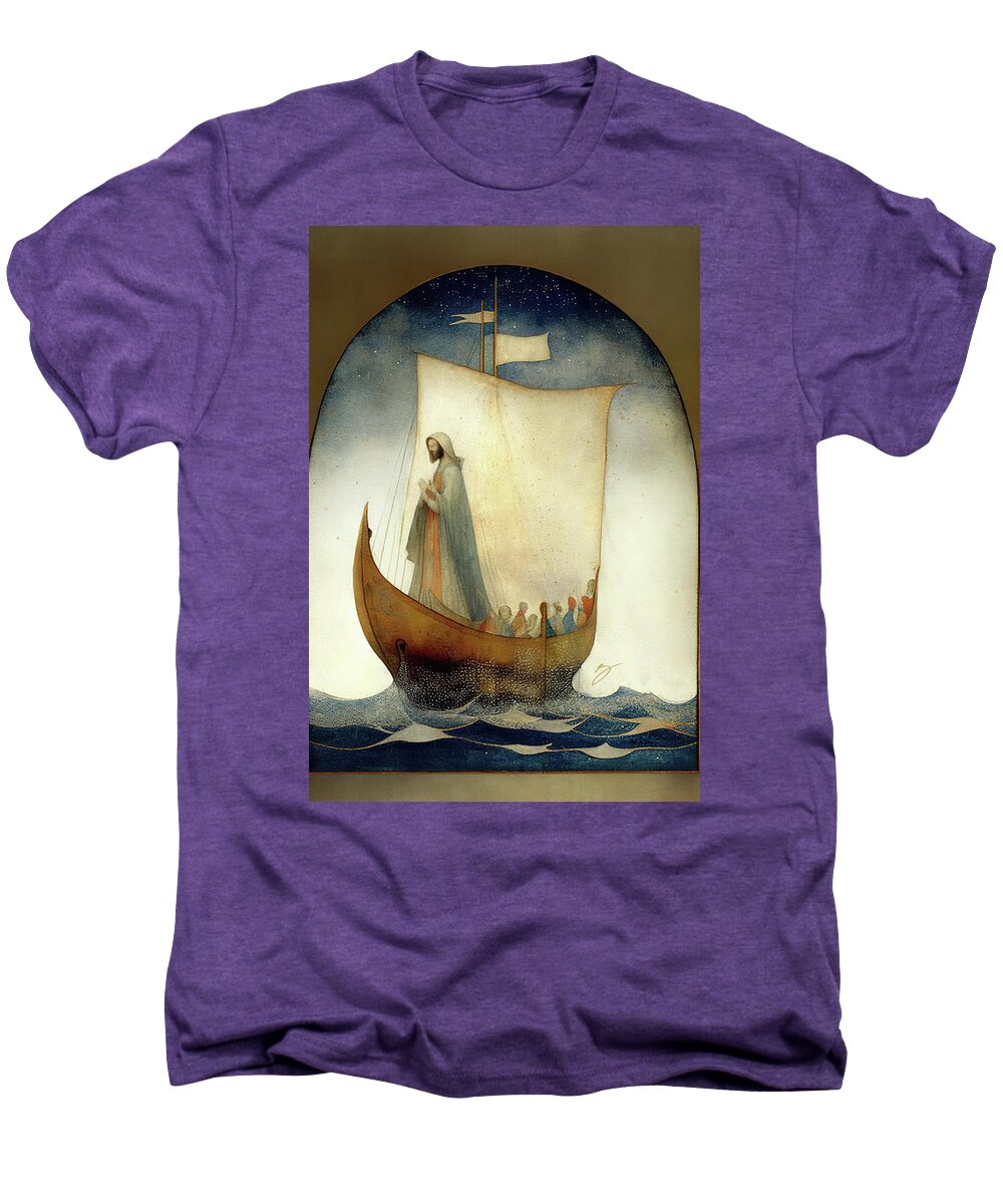 Peace Be Still Men's Premium T-Shirt featuring the painting Peace, Be Still by Greg Collins