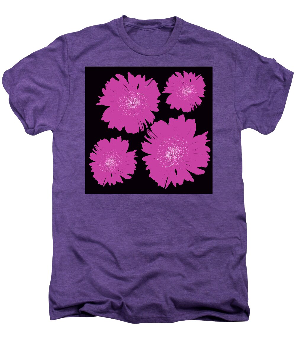 Bright Men's Premium T-Shirt featuring the digital art Pink Gerbera Daisies Black Background by Marianne Campolongo