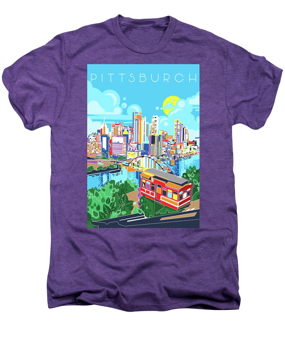 Pittsburgh Men's Premium T-Shirt featuring the digital art Pittsburgh City Modern by Bekim M