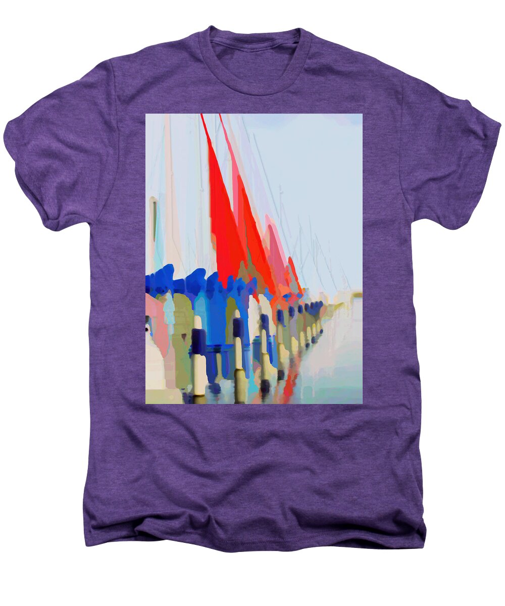 Sail Boats Men's Premium T-Shirt featuring the photograph Red Sails in the Sunset by Luc Van de Steeg