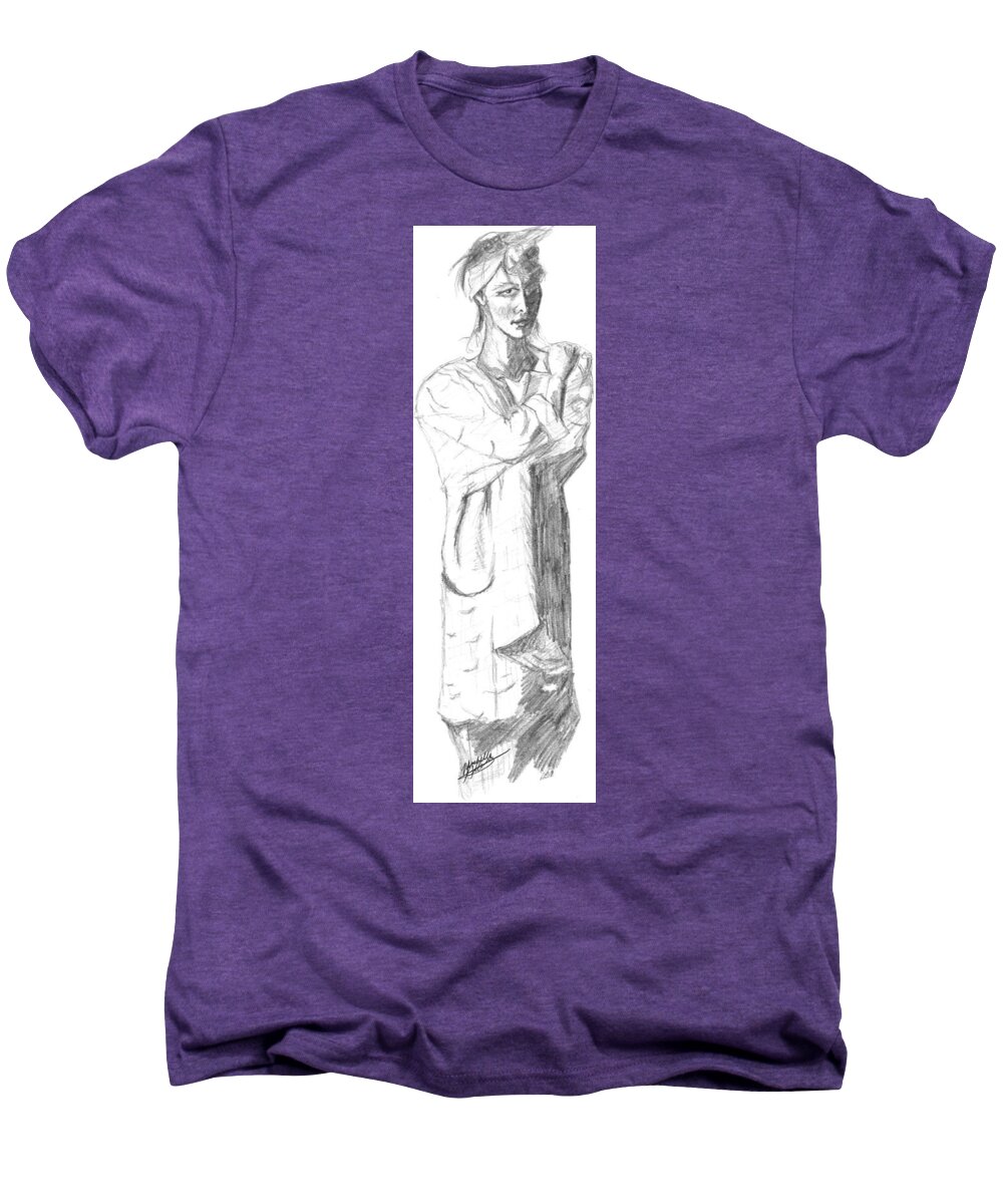 Girl Men's Premium T-Shirt featuring the drawing SoWhat by Michelle Gilmore