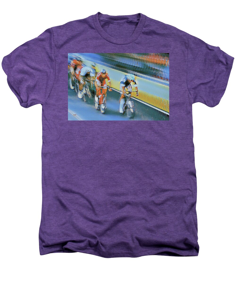 Cycling Men's Premium T-Shirt featuring the digital art Sprint For The Yellow Jersey by Dennis Baswell