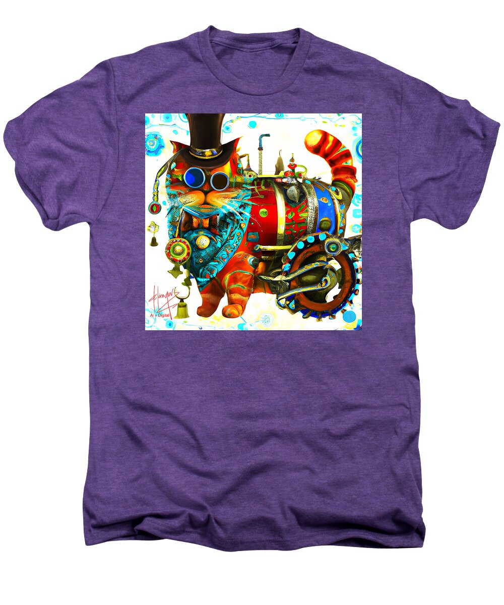 Steampunnk Men's Premium T-Shirt featuring the digital art Steampunk Cat by DC Langer