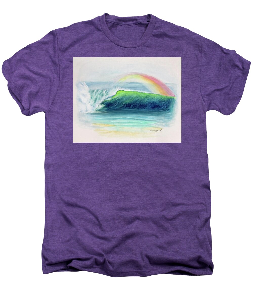 Surf Men's Premium T-Shirt featuring the painting Surf Rainbow by Dawn Harrell