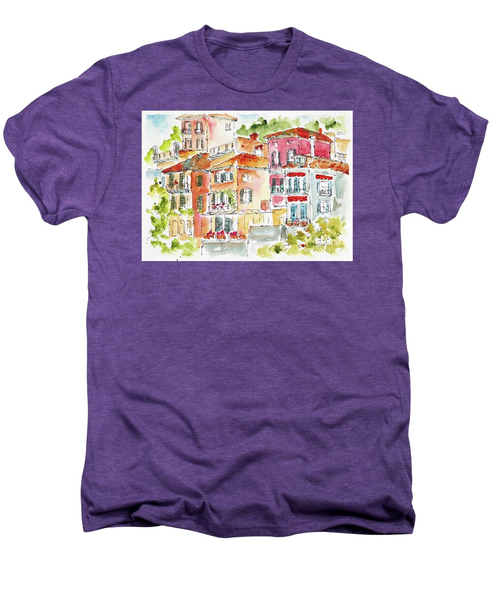 Impressionism Men's Premium T-Shirt featuring the painting Villas Of Varenna Lake Como by Pat Katz
